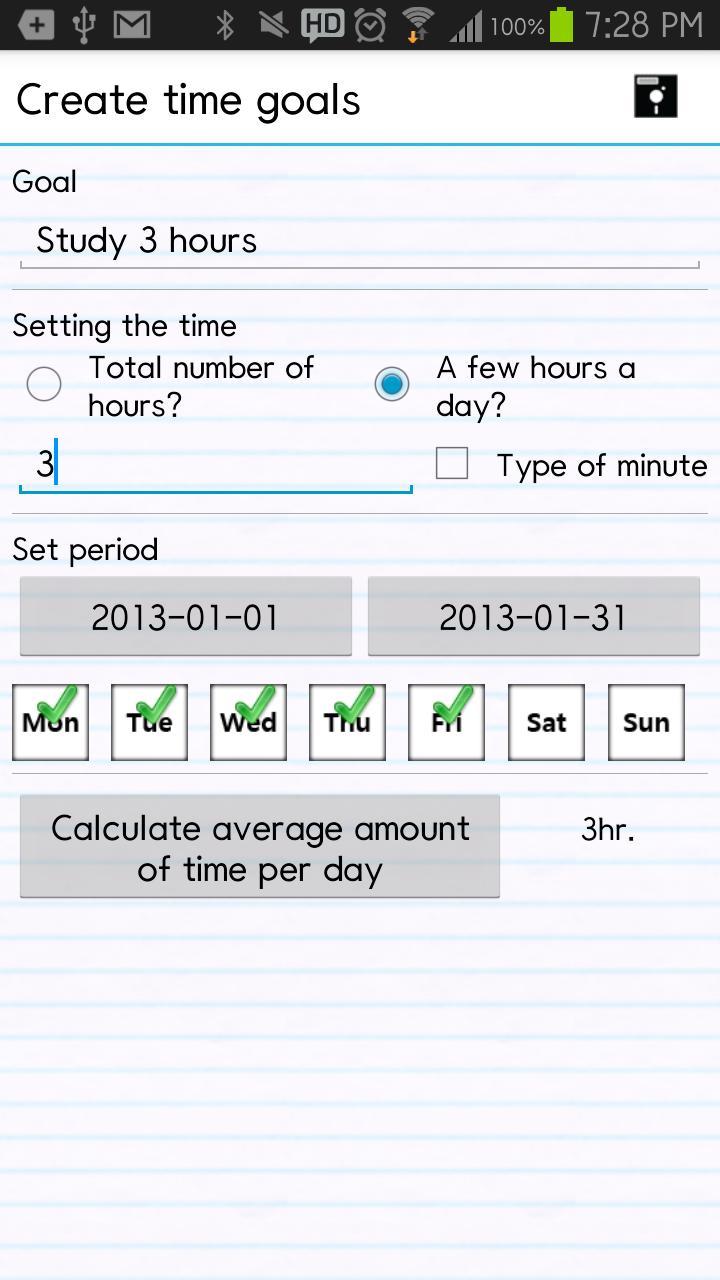 Goals Calendar