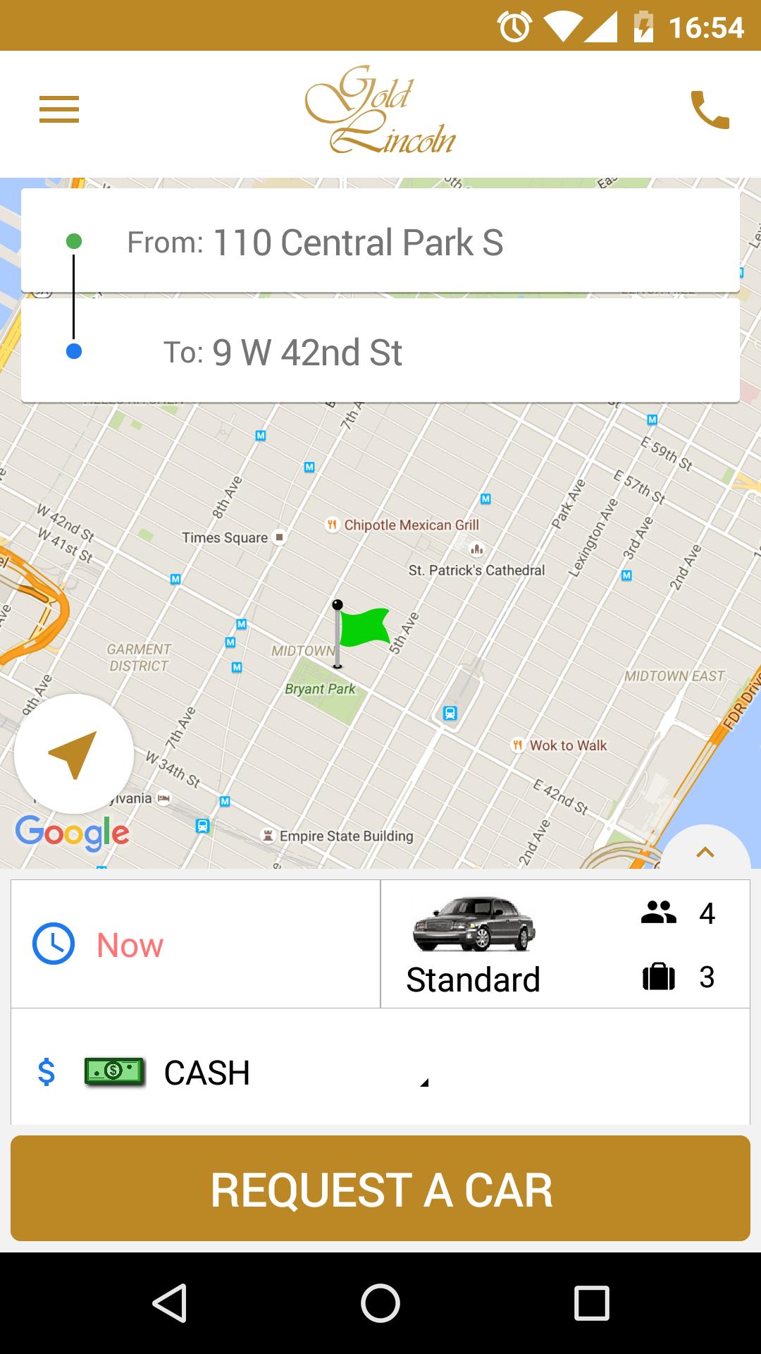 Gold Lincoln Taxi