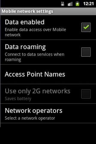 Enable/Disable Data Network