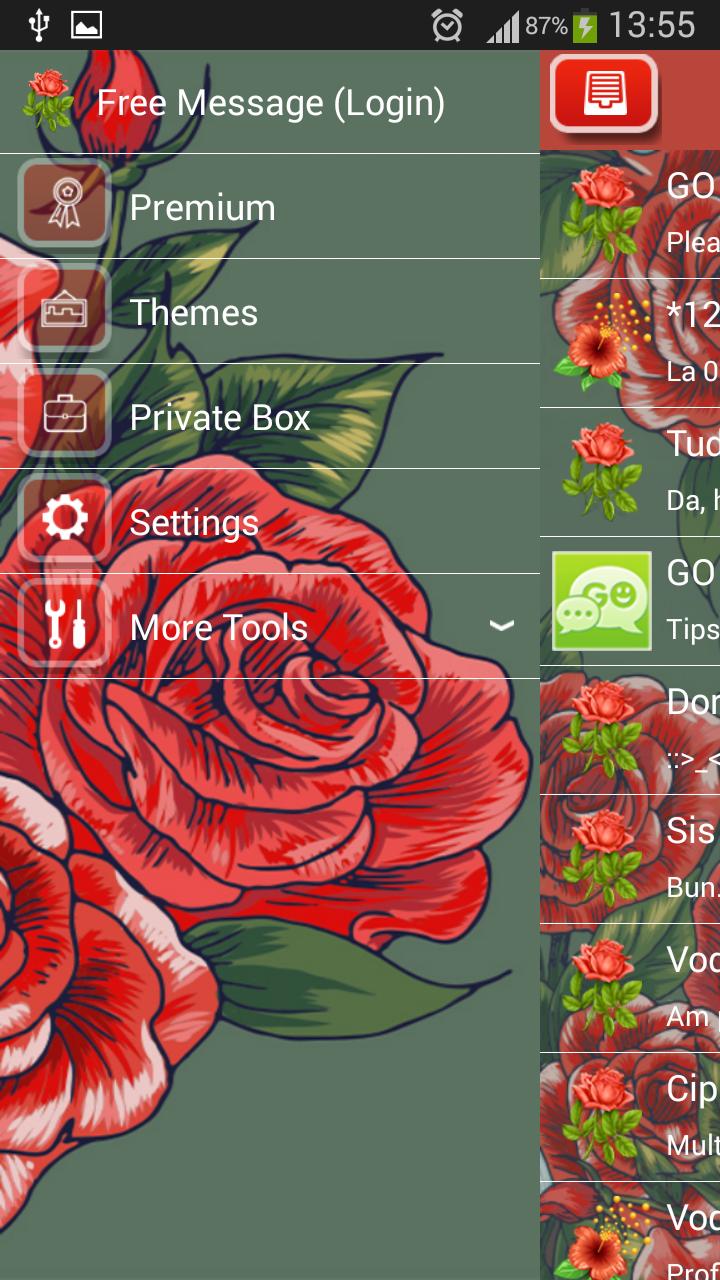GO SMS Red Flowers