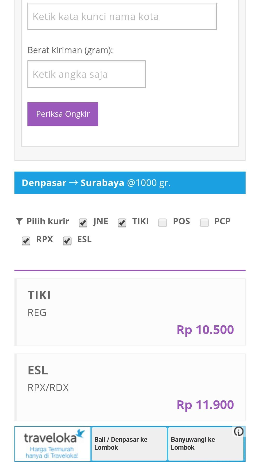 Cek Ongkir
