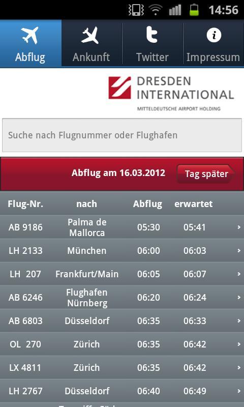 Flugtafel Flughafen Dresden