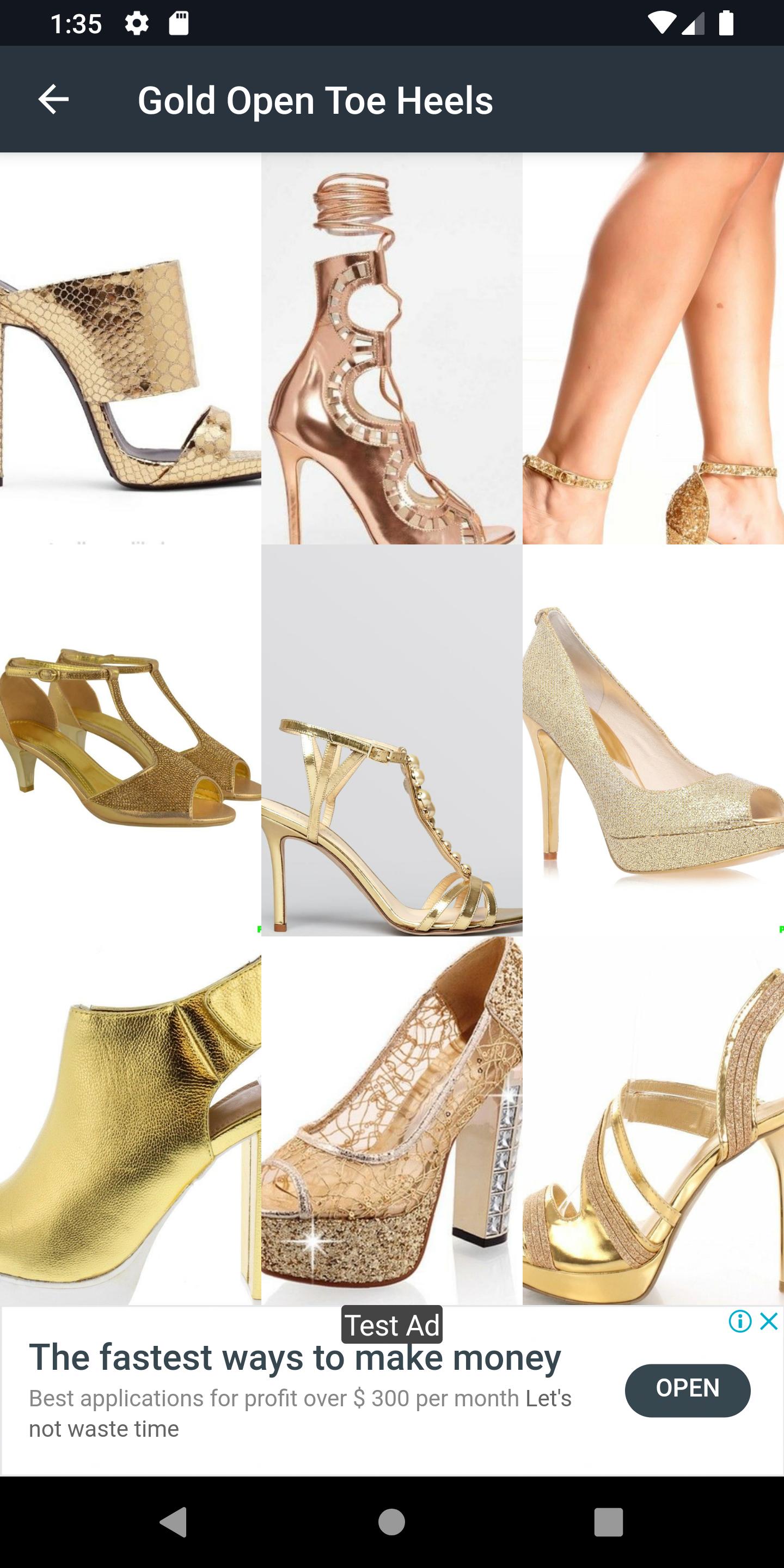 Gold Open Toe Heels