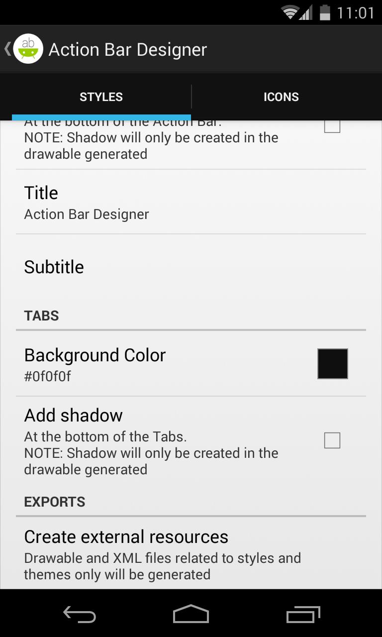 Action Bar Designer