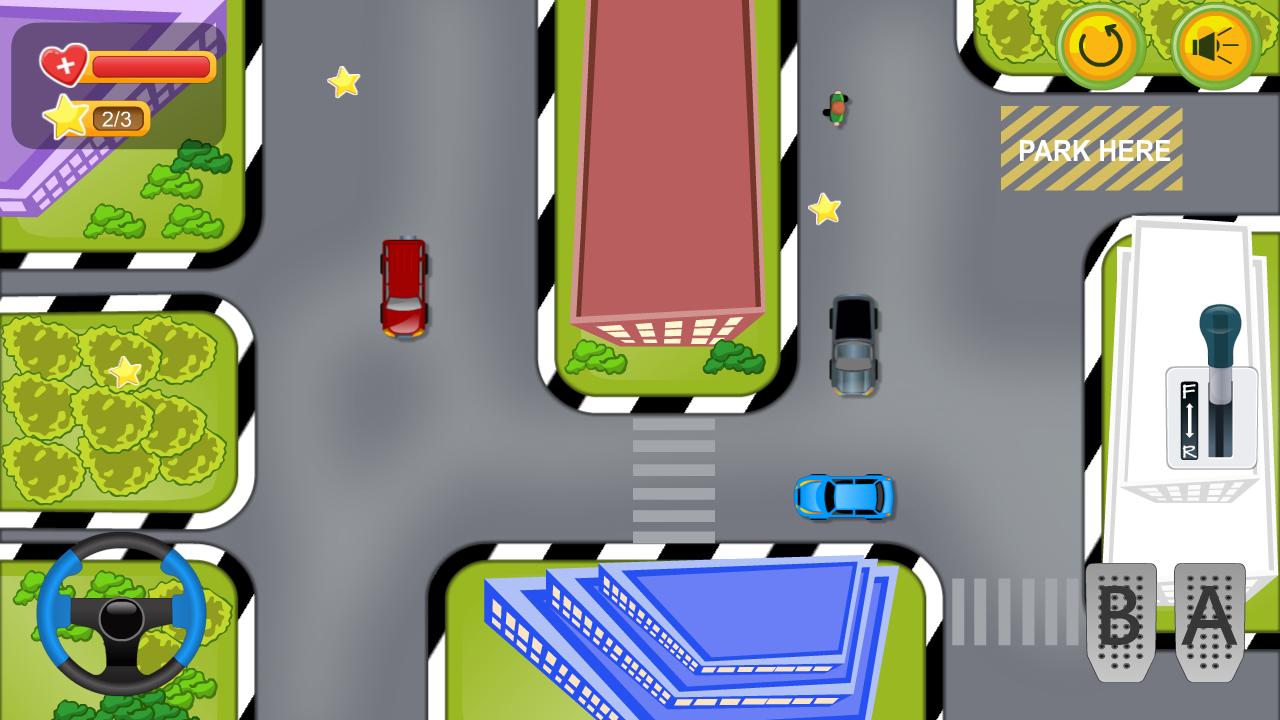 Park the blue car