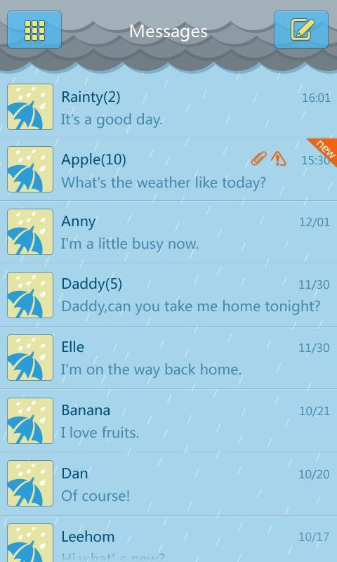 GO SMS Pro Rainy day Theme