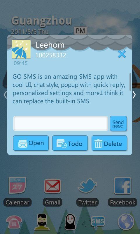 GO SMS Pro Rainy day Theme