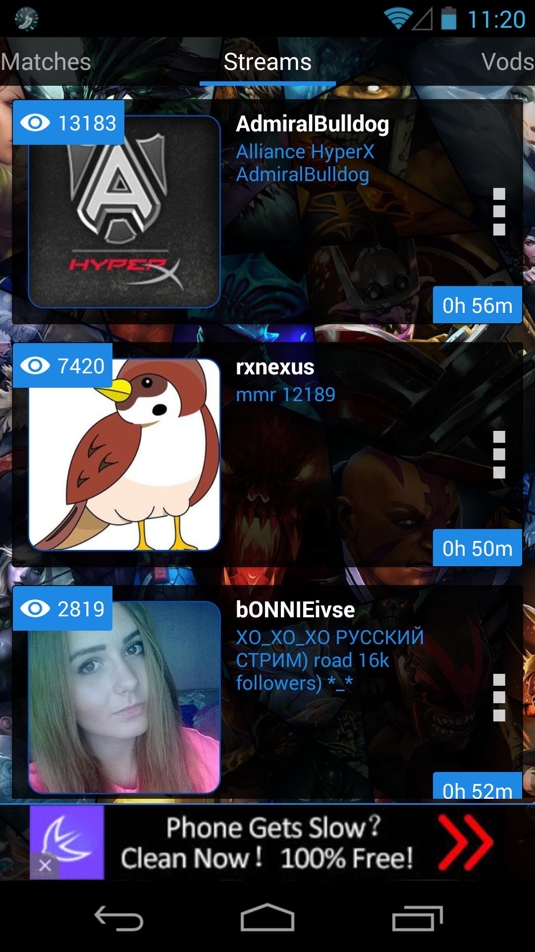 Dota 2 Match Ticker