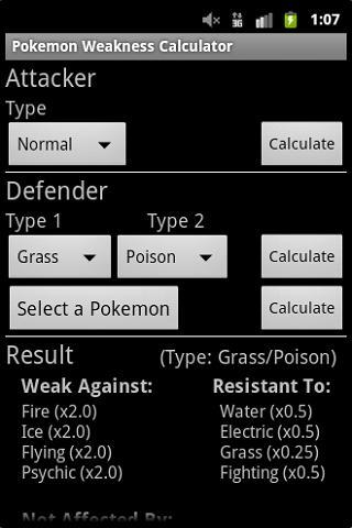 Weakness/Resistance Calculator