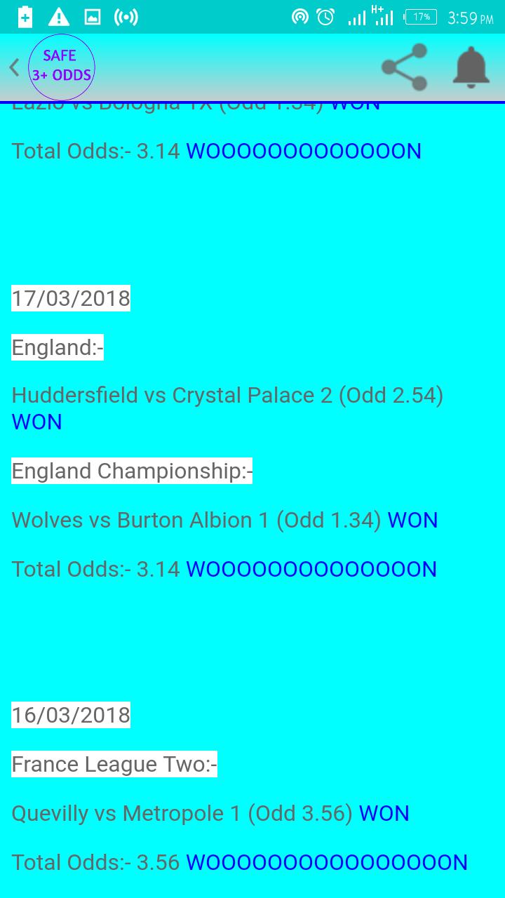 Safe 3+ Odds