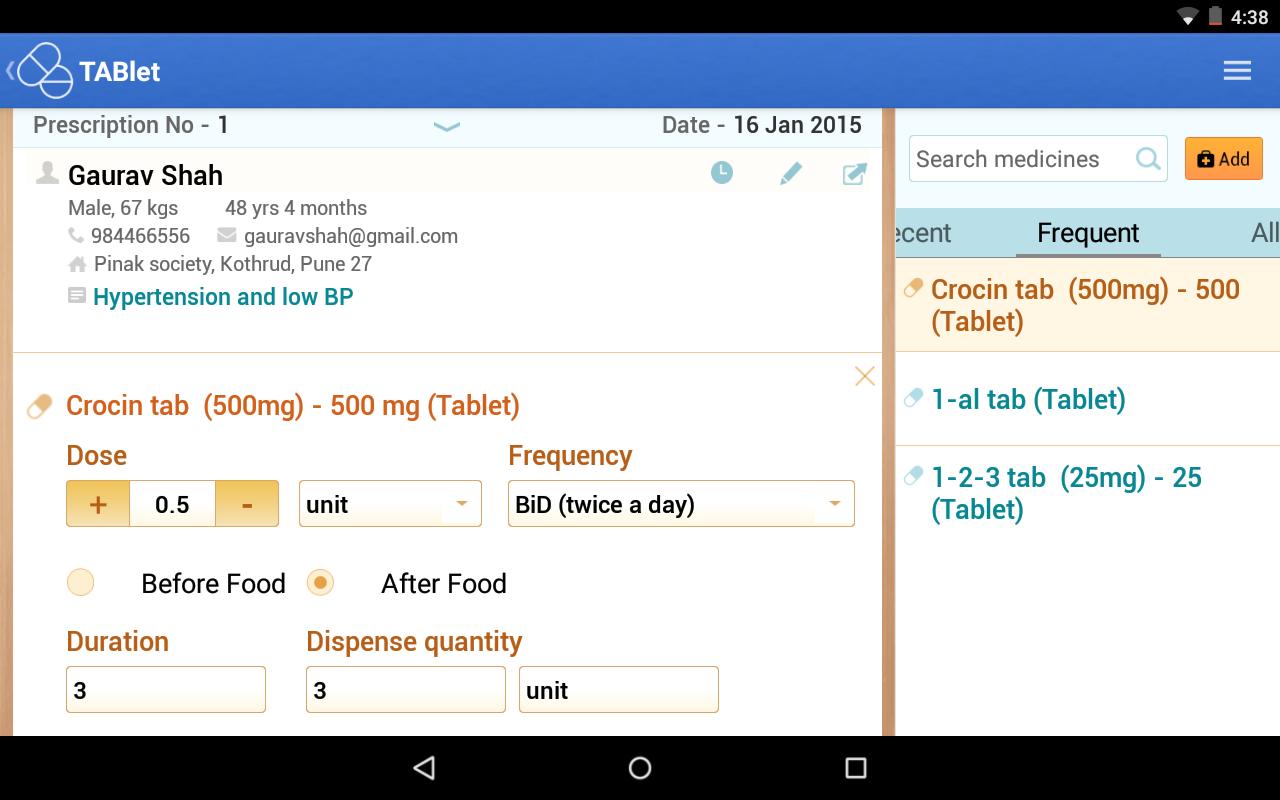 TABlet Prescription App