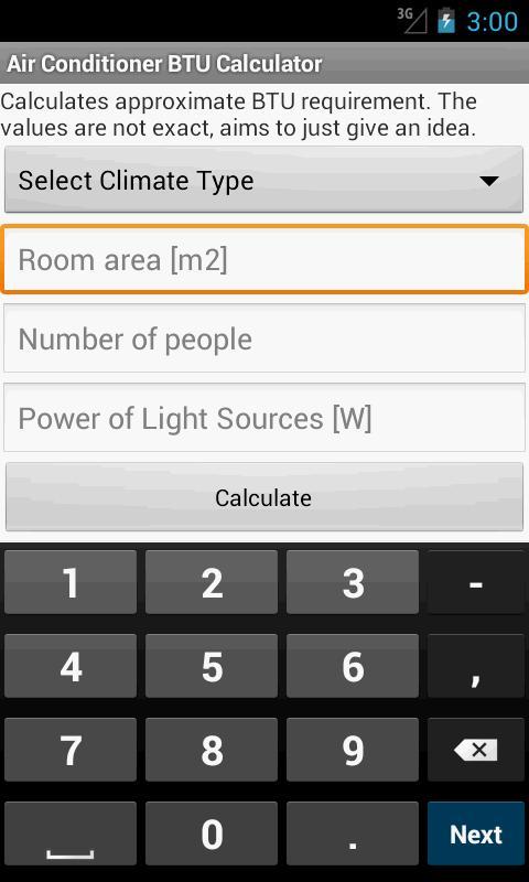Air Conditioner BTU Calculator