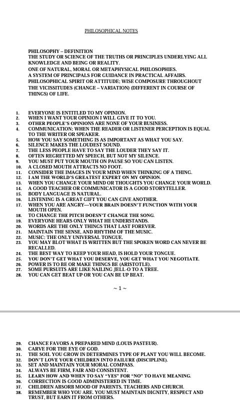 Philosophy Notes