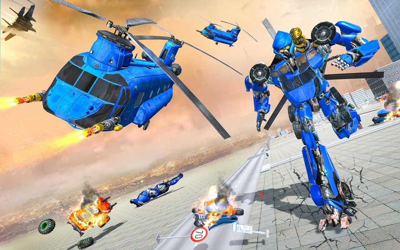 Grand Cargo Helicopter Robot Battle