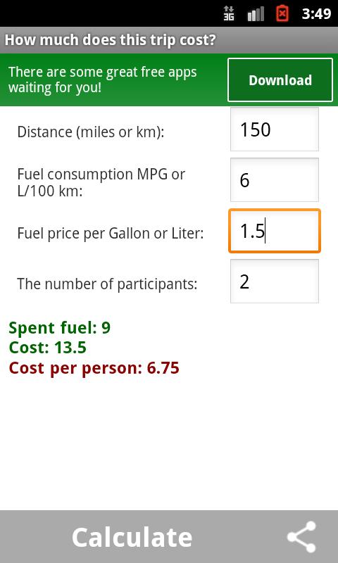 Trip calculator