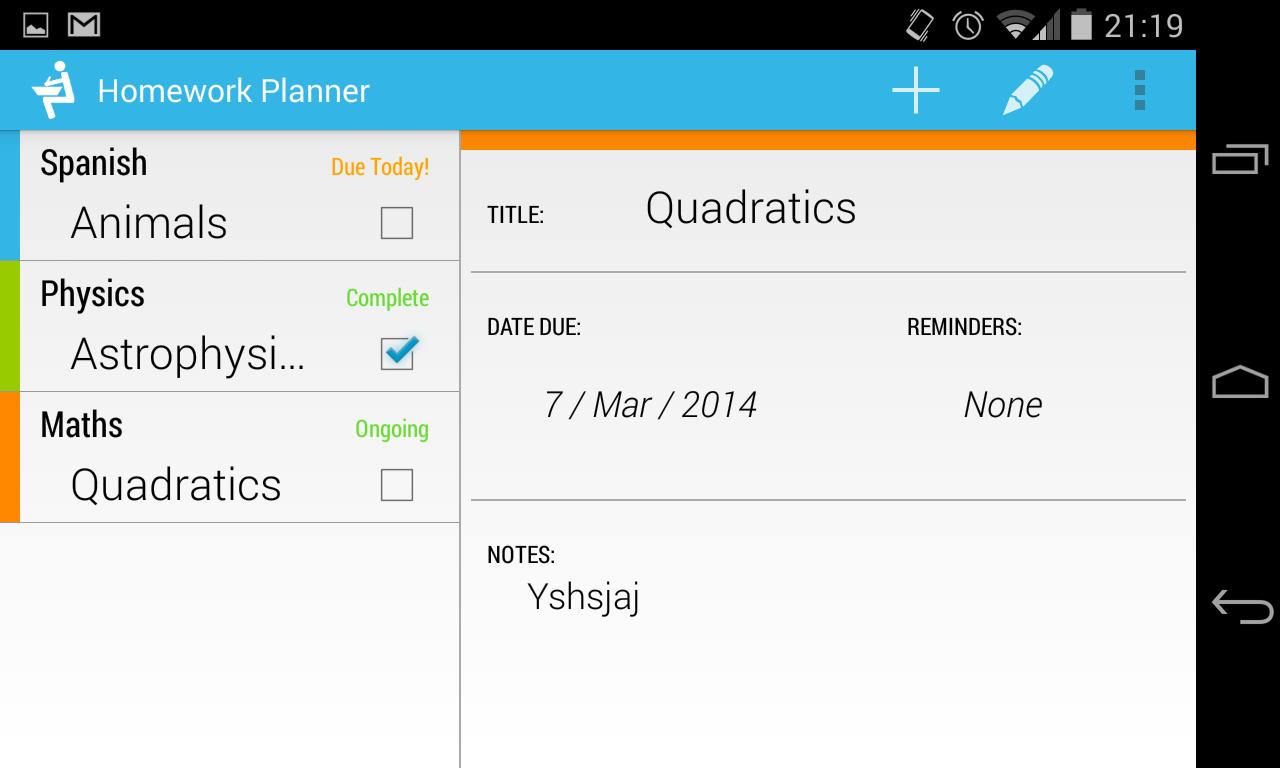 Homework Planner