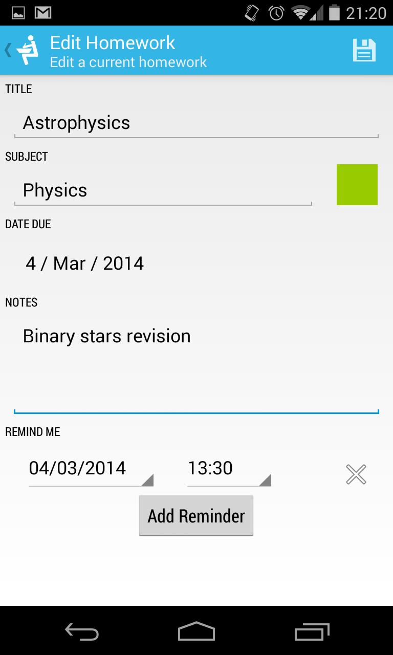 Homework Planner