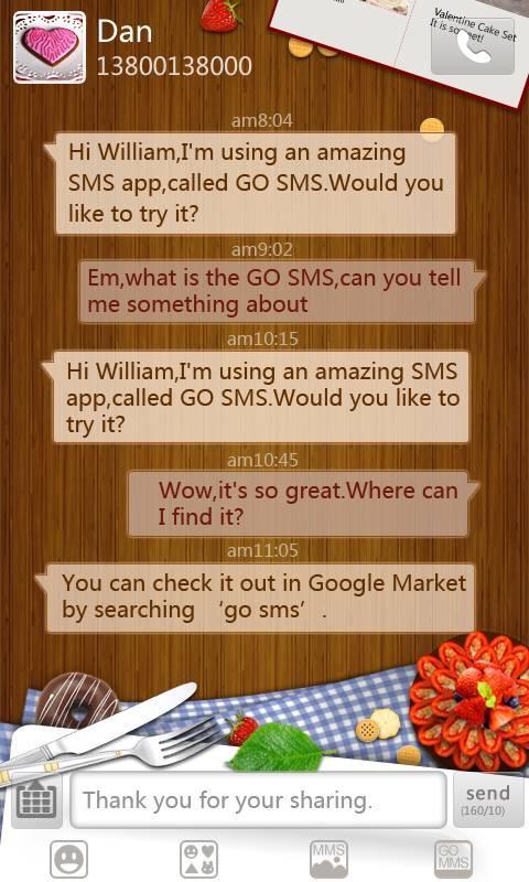 GO SMS Pro Romantic fruit them
