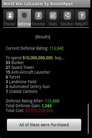 World War Calculator