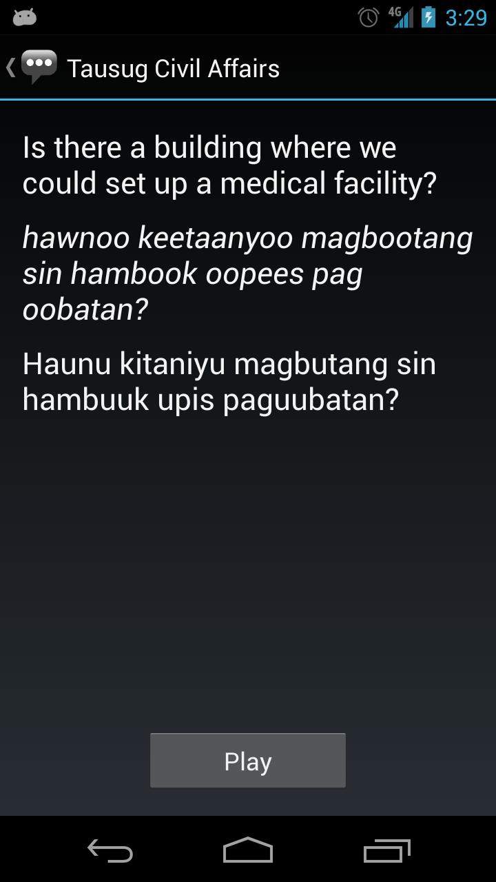 Tausug Civil Affairs Phrases