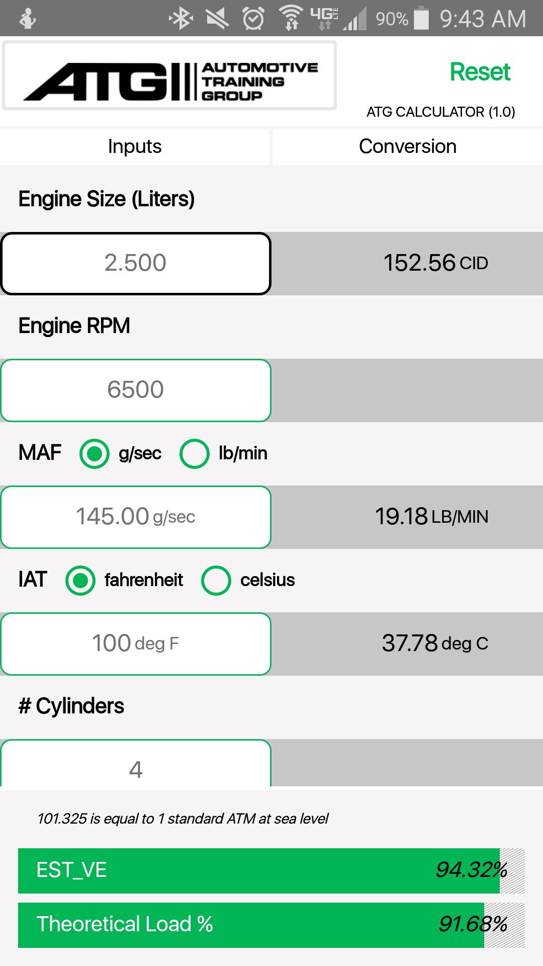 VE Calculator