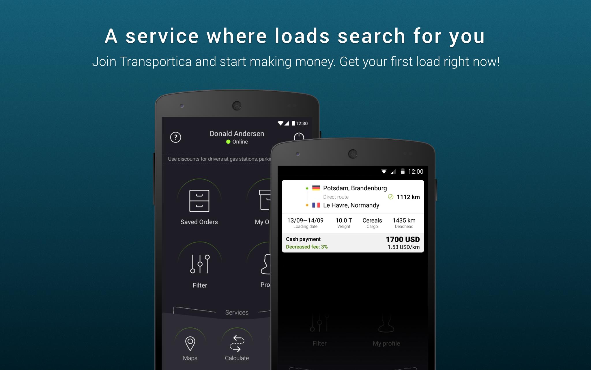 Find loads TRansportica Driver