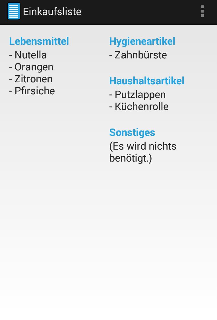 Einkaufsliste