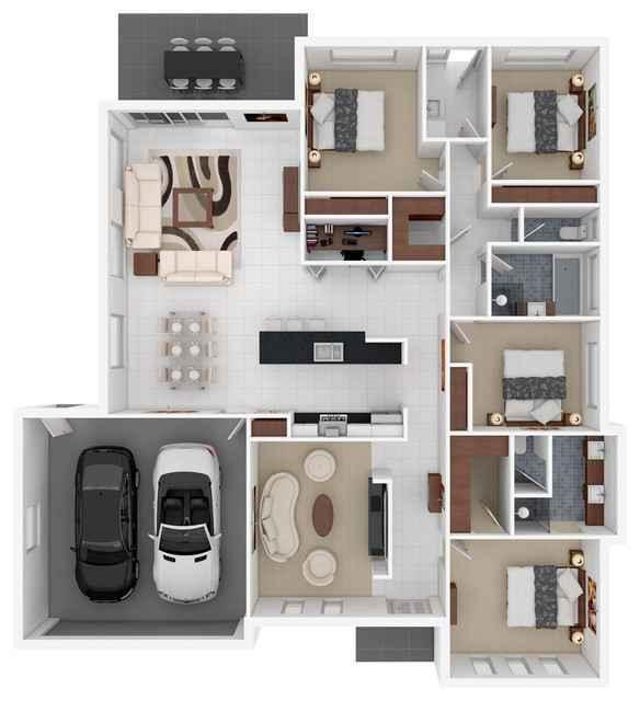 3D Luxury Home Plan Design